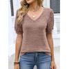 imageANRABESS Womens Tops Short Sleeve Sweaters Dressy Casual V Neck Summer Tunic Blouses Cute Work Shirts 2026 Trendy ClothesBurnt Tan
