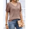 imageANRABESS Womens Tops Short Sleeve Sweaters Dressy Casual V Neck Summer Tunic Blouses Cute Work Shirts 2026 Trendy ClothesBurnt Tan
