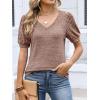 imageANRABESS Womens Tops Short Sleeve Sweaters Dressy Casual V Neck Summer Tunic Blouses Cute Work Shirts 2026 Trendy ClothesBurnt Tan