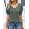 imageANRABESS Womens Tops Short Sleeve Sweaters Dressy Casual V Neck Summer Tunic Blouses Cute Work Shirts 2026 Trendy ClothesDeep Green