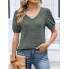 imageANRABESS Womens Tops Short Sleeve Sweaters Dressy Casual V Neck Summer Tunic Blouses Cute Work Shirts 2026 Trendy ClothesDeep Green