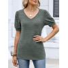 imageANRABESS Womens Tops Short Sleeve Sweaters Dressy Casual V Neck Summer Tunic Blouses Cute Work Shirts 2026 Trendy ClothesDeep Green