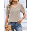 imageANRABESS Womens Tops Short Sleeve Sweaters Dressy Casual V Neck Summer Tunic Blouses Cute Work Shirts 2026 Trendy ClothesParchment