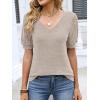 imageANRABESS Womens Tops Short Sleeve Sweaters Dressy Casual V Neck Summer Tunic Blouses Cute Work Shirts 2026 Trendy ClothesParchment