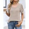 imageANRABESS Womens Tops Short Sleeve Sweaters Dressy Casual V Neck Summer Tunic Blouses Cute Work Shirts 2026 Trendy ClothesParchment