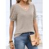 imageANRABESS Womens Tops Short Sleeve Sweaters Dressy Casual V Neck Summer Tunic Blouses Cute Work Shirts 2026 Trendy ClothesParchment