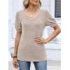 imageANRABESS Womens Tops Short Sleeve Sweaters Dressy Casual V Neck Summer Tunic Blouses Cute Work Shirts 2026 Trendy ClothesParchment