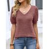 imageANRABESS Womens Tops Short Sleeve Sweaters Dressy Casual V Neck Summer Tunic Blouses Cute Work Shirts 2026 Trendy ClothesRust Red