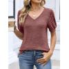 imageANRABESS Womens Tops Short Sleeve Sweaters Dressy Casual V Neck Summer Tunic Blouses Cute Work Shirts 2026 Trendy ClothesRust Red