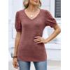 imageANRABESS Womens Tops Short Sleeve Sweaters Dressy Casual V Neck Summer Tunic Blouses Cute Work Shirts 2026 Trendy ClothesRust Red