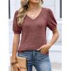 imageANRABESS Womens Tops Short Sleeve Sweaters Dressy Casual V Neck Summer Tunic Blouses Cute Work Shirts 2026 Trendy ClothesRust Red