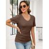 imageANRABESS Womens Tops Short Sleeve V Neck Shirts Slim Fit Ribbed Knit Shirt 2026 Summer Dressy Casual Lightweight SweatersBrown Coffee
