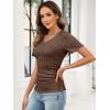 imageANRABESS Womens Tops Short Sleeve V Neck Shirts Slim Fit Ribbed Knit Shirt 2026 Summer Dressy Casual Lightweight SweatersBrown Coffee