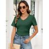 imageANRABESS Womens Tops Short Sleeve V Neck Shirts Slim Fit Ribbed Knit Shirt 2026 Summer Dressy Casual Lightweight SweatersDeep Green