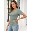 imageANRABESS Womens Tops Short Sleeve V Neck Shirts Slim Fit Ribbed Knit Shirt 2026 Summer Dressy Casual Lightweight SweatersLight Green