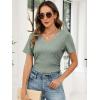 imageANRABESS Womens Tops Short Sleeve V Neck Shirts Slim Fit Ribbed Knit Shirt 2026 Summer Dressy Casual Lightweight SweatersLight Green