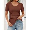 imageANRABESS Womens Tops Short Sleeve V Neck Shirts Slim Fit Ribbed Knit Shirt 2026 Summer Dressy Casual Lightweight SweatersRust