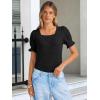 imageANRABESS Womens Tops Summer Dressy Casual Work Blouses Square Neck Ruffle Short Sleeve Tee Shirts 2026 Fashion Tunic SweaterBlack