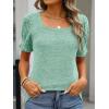 imageANRABESS Womens Tops Summer Dressy Casual Work Blouses Square Neck Ruffle Short Sleeve Tee Shirts 2026 Fashion Tunic SweaterGreen