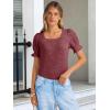 imageANRABESS Womens Tops Summer Dressy Casual Work Blouses Square Neck Ruffle Short Sleeve Tee Shirts 2026 Fashion Tunic SweaterRust