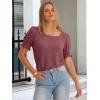 imageANRABESS Womens Tops Summer Dressy Casual Work Blouses Square Neck Ruffle Short Sleeve Tee Shirts 2026 Fashion Tunic SweaterRust