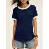 imageANRABESS Womens Tops Summer Short Sleeve Shirts Dressy Casual Color Block Work Blouse 2026 Spring Trendy Lightweight SweaterDeep Blue