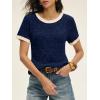 imageANRABESS Womens Tops Summer Short Sleeve Shirts Dressy Casual Color Block Work Blouse 2026 Spring Trendy Lightweight SweaterDeep Blue