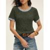 imageANRABESS Womens Tops Summer Short Sleeve Shirts Dressy Casual Color Block Work Blouse 2026 Spring Trendy Lightweight SweaterDeep Green