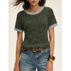 imageANRABESS Womens Tops Summer Short Sleeve Shirts Dressy Casual Color Block Work Blouse 2026 Spring Trendy Lightweight SweaterDeep Green
