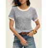 imageANRABESS Womens Tops Summer Short Sleeve Shirts Dressy Casual Color Block Work Blouse 2026 Spring Trendy Lightweight SweaterGrey
