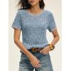 imageANRABESS Womens Tops Summer Short Sleeve Shirts Dressy Casual Color Block Work Blouse 2026 Spring Trendy Lightweight SweaterLight Blue