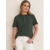 imageANRABESS Womens Waffle Knit Tops Summer Short Sleeve Henley Shirts Dressy Casual Blouse 2026 Spring Loose Tunics OutfitsArmy Green