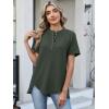 imageANRABESS Womens Waffle Knit Tops Summer Short Sleeve Henley Shirts Dressy Casual Blouse 2026 Spring Loose Tunics OutfitsArmy Green