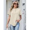 imageANRABESS Womens Waffle Knit Tops Summer Short Sleeve Henley Shirts Dressy Casual Blouse 2026 Spring Loose Tunics OutfitsBeige