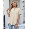 imageANRABESS Womens Waffle Knit Tops Summer Short Sleeve Henley Shirts Dressy Casual Blouse 2026 Spring Loose Tunics OutfitsBeige