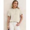 imageANRABESS Womens Waffle Knit Tops Summer Short Sleeve Henley Shirts Dressy Casual Blouse 2026 Spring Loose Tunics OutfitsBeige