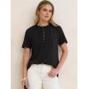 imageANRABESS Womens Waffle Knit Tops Summer Short Sleeve Henley Shirts Dressy Casual Blouse 2026 Spring Loose Tunics OutfitsBlack