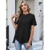 imageANRABESS Womens Waffle Knit Tops Summer Short Sleeve Henley Shirts Dressy Casual Blouse 2026 Spring Loose Tunics OutfitsBlack