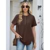 imageANRABESS Womens Waffle Knit Tops Summer Short Sleeve Henley Shirts Dressy Casual Blouse 2026 Spring Loose Tunics OutfitsBrown