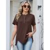 imageANRABESS Womens Waffle Knit Tops Summer Short Sleeve Henley Shirts Dressy Casual Blouse 2026 Spring Loose Tunics OutfitsBrown