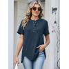 imageANRABESS Womens Waffle Knit Tops Summer Short Sleeve Henley Shirts Dressy Casual Blouse 2026 Spring Loose Tunics OutfitsNavy Blue