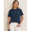 imageANRABESS Womens Waffle Knit Tops Summer Short Sleeve Henley Shirts Dressy Casual Blouse 2026 Spring Loose Tunics OutfitsNavy Blue