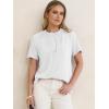 imageANRABESS Womens Waffle Knit Tops Summer Short Sleeve Henley Shirts Dressy Casual Blouse 2026 Spring Loose Tunics OutfitsWhite