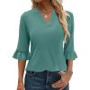 imageANRABESS Blouses for Women Dressy Casual 34 Sleeve V Neck Shirts Business Work Tunic Tops 2026 Fall Outfits ClothesCadet Blue Green