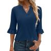 imageANRABESS Blouses for Women Dressy Casual 34 Sleeve V Neck Shirts Business Work Tunic Tops 2026 Fall Outfits ClothesDeep Blue