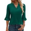 imageANRABESS Blouses for Women Dressy Casual 34 Sleeve V Neck Shirts Business Work Tunic Tops 2026 Fall Outfits ClothesDeep Green