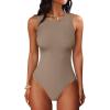 imageANRABESS Bodysuits for Women Summer Ribbed Knit Sleeveless Tank Tops Sexy Slim Fitted Bodysuit Top 2026 Trendy OutfitsDark Khaki