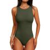 imageANRABESS Bodysuits for Women Summer Sleeveless Slim Fitted Crew Neck Bodysuit Tank Tops 2026 Sexy Going Out Trendy OutfitsArmy Green