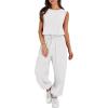 imageANRABESS Jumpsuits for Women Casual Summer Sleeveless 2026 Romper One Piece Outfit Active Workout Lounge Jumpsuits PocketsWhite