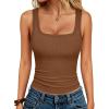 imageANRABESS Tank Top for Women 2026 Summer Square Neck Workout Cropped Ribbed Tight Knit Basic Tees Shirts Sleeveless ClothesBronze